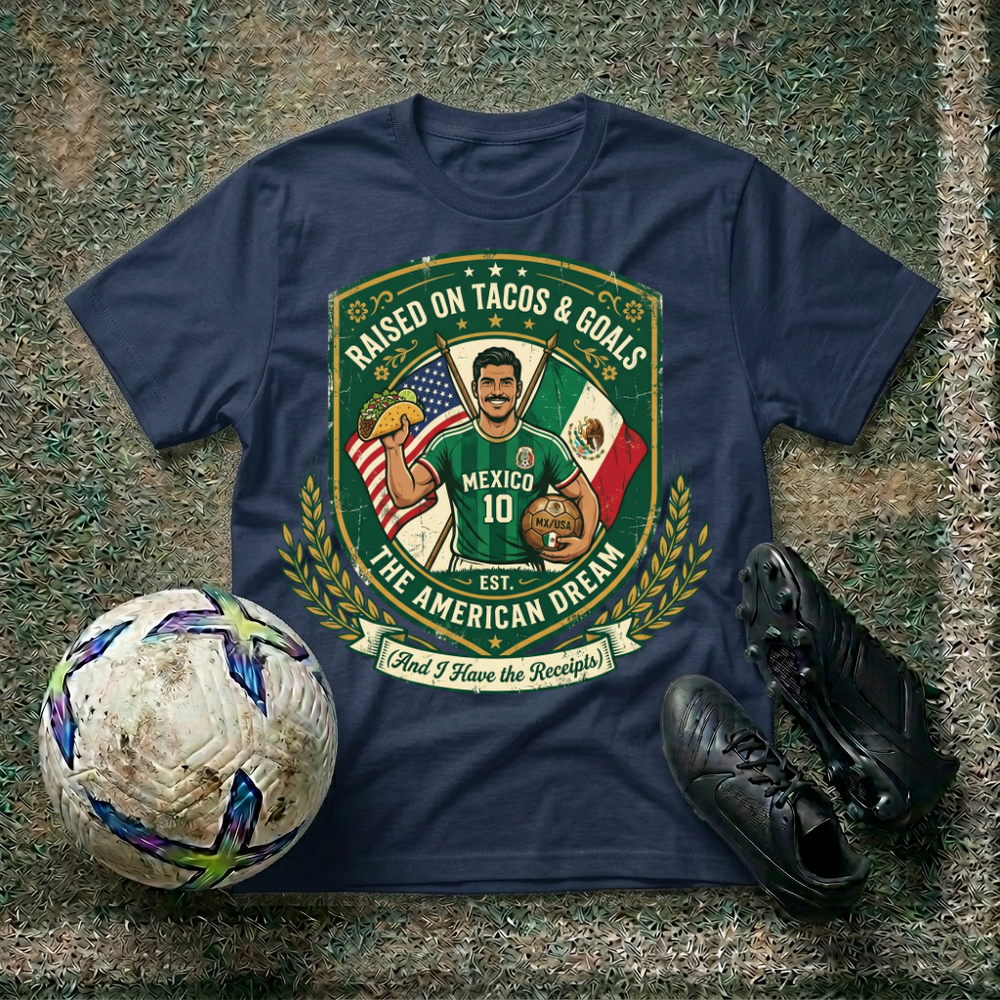Raised On Tacos and Goals T‑Shirt