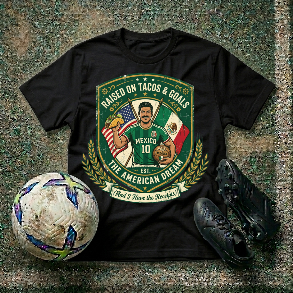 Raised On Tacos and Goals T‑Shirt