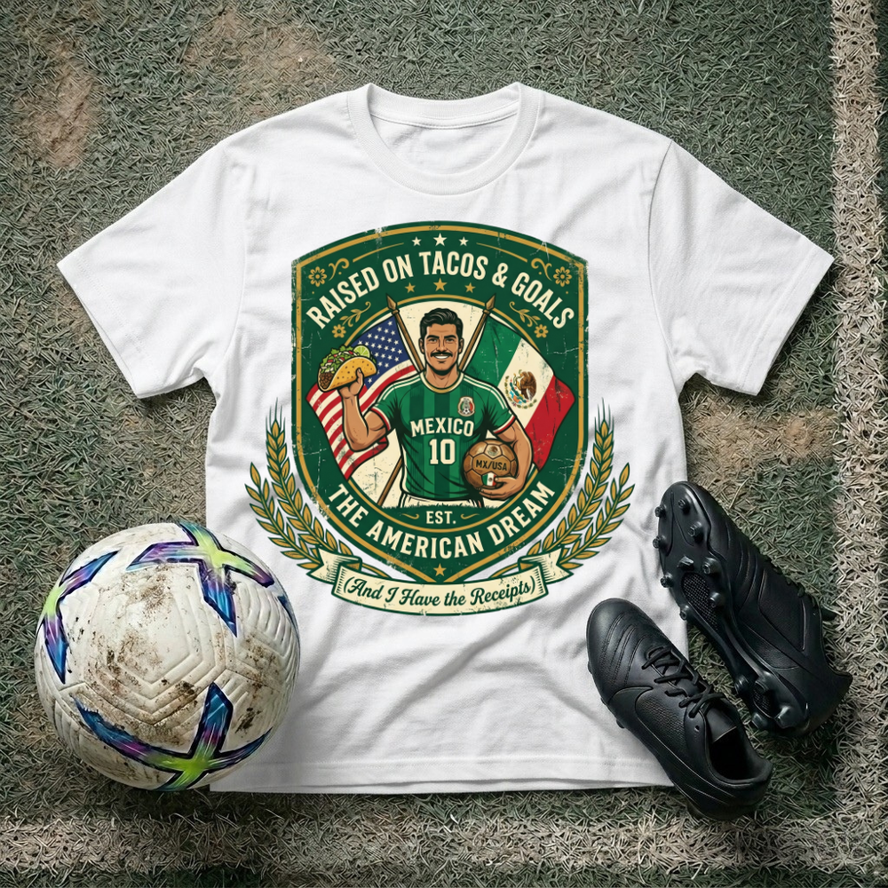 Raised On Tacos and Goals T‑Shirt