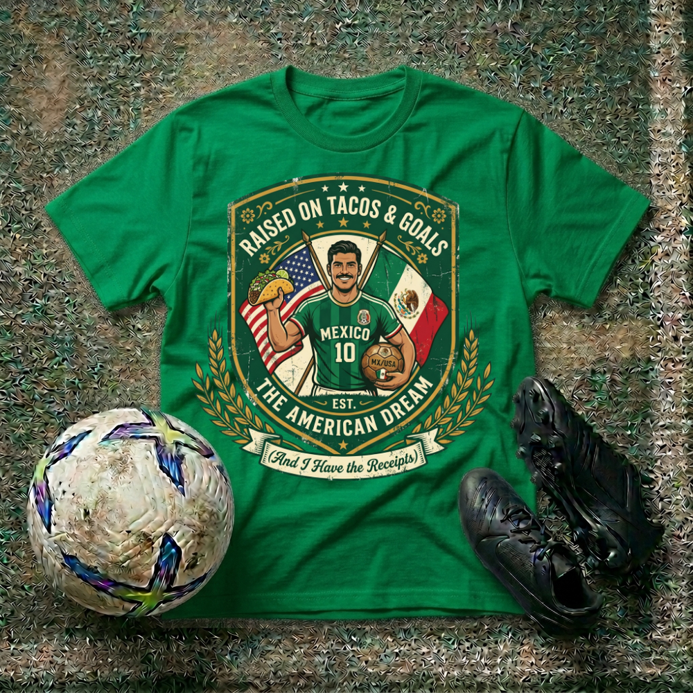 Raised On Tacos and Goals T‑Shirt