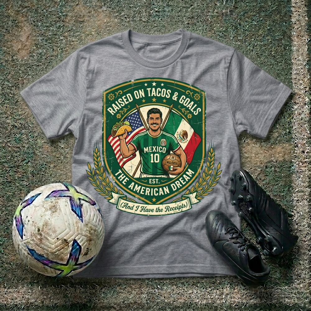 Raised On Tacos and Goals T‑Shirt