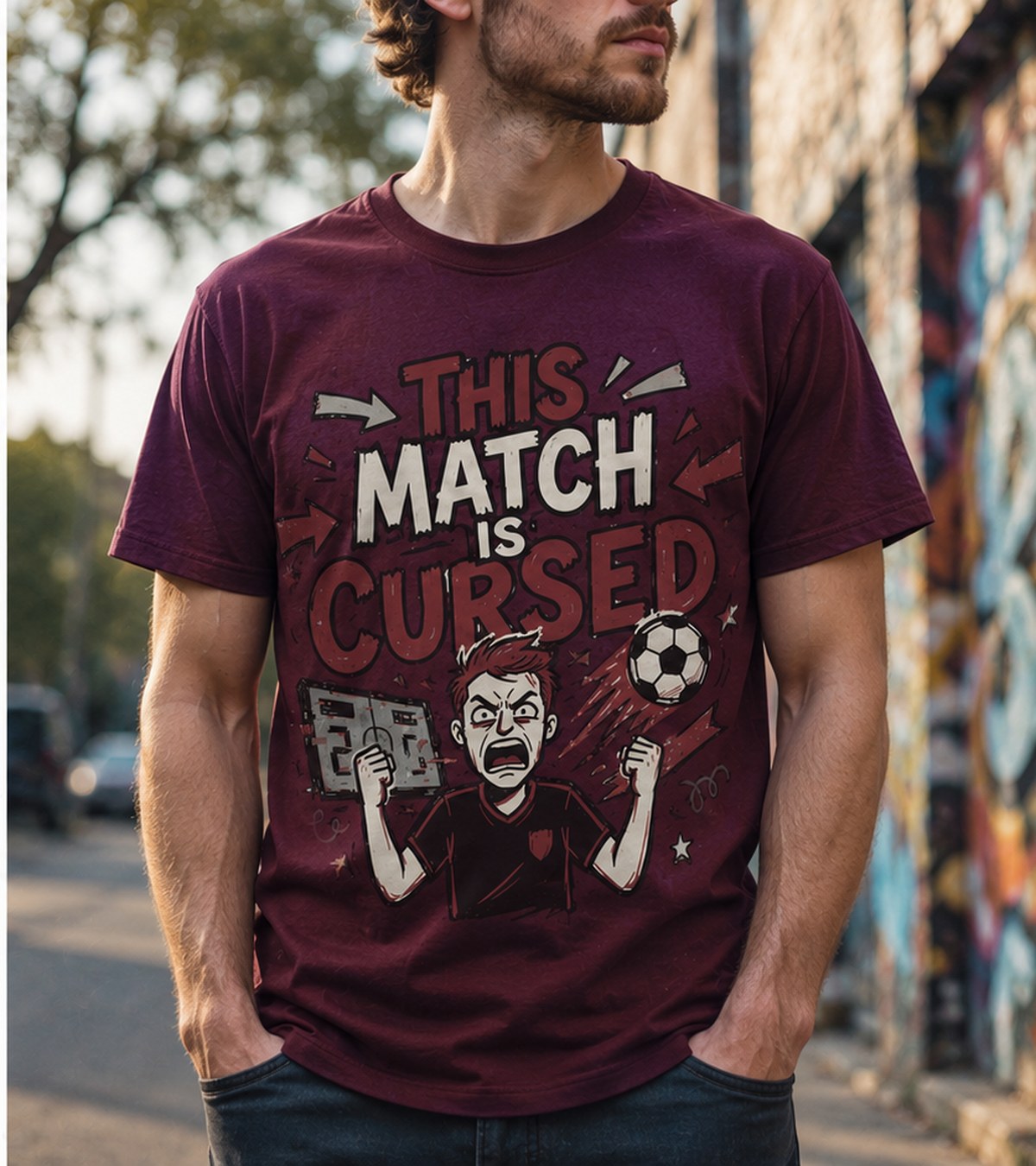 SoccerMood tee worn on the street