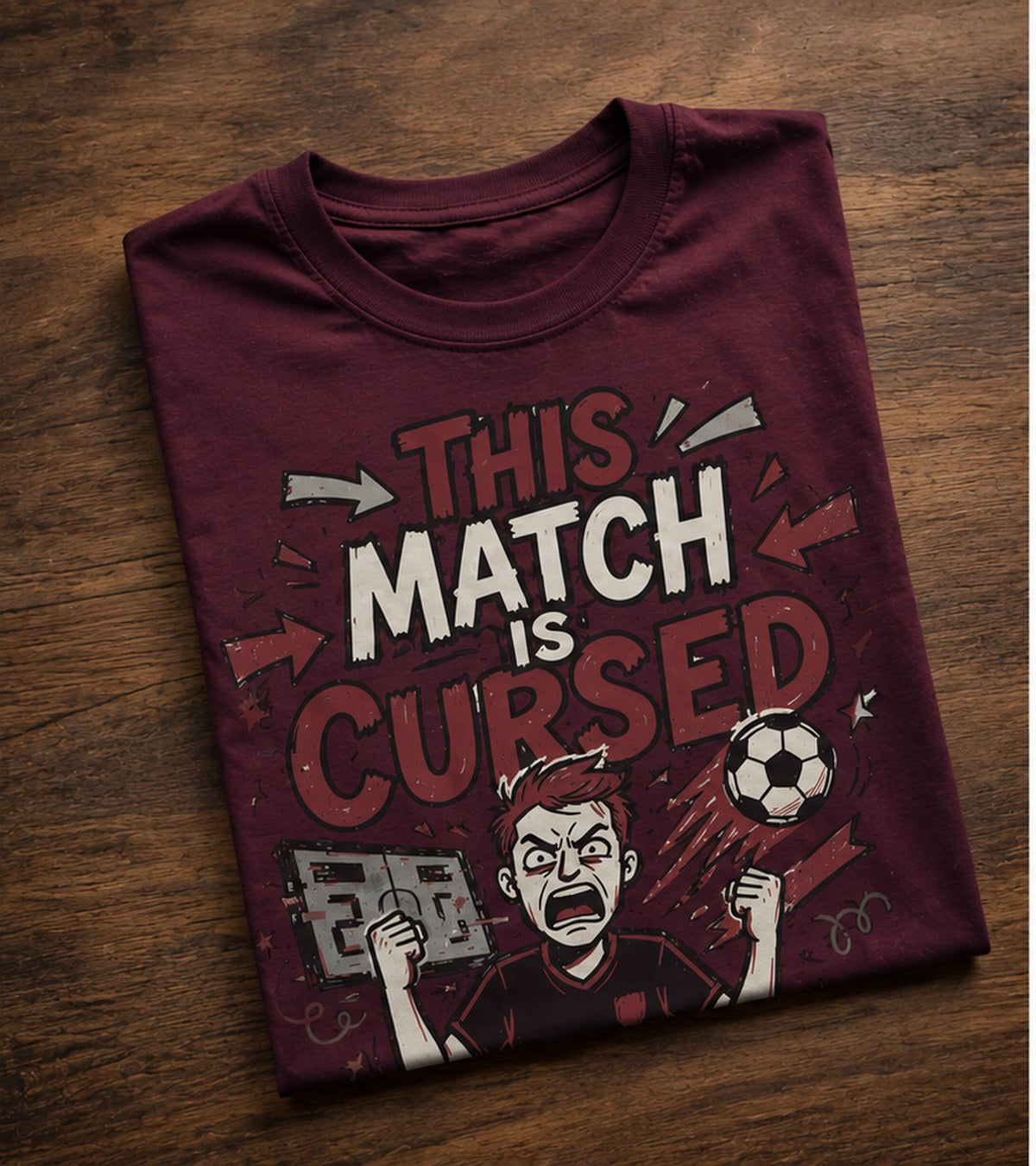 SoccerMood tee folded flat lay
